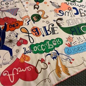 Hermes Multicolor Whimsical Silk Graphic Wrap Scarf 51x51 NEW
XL
